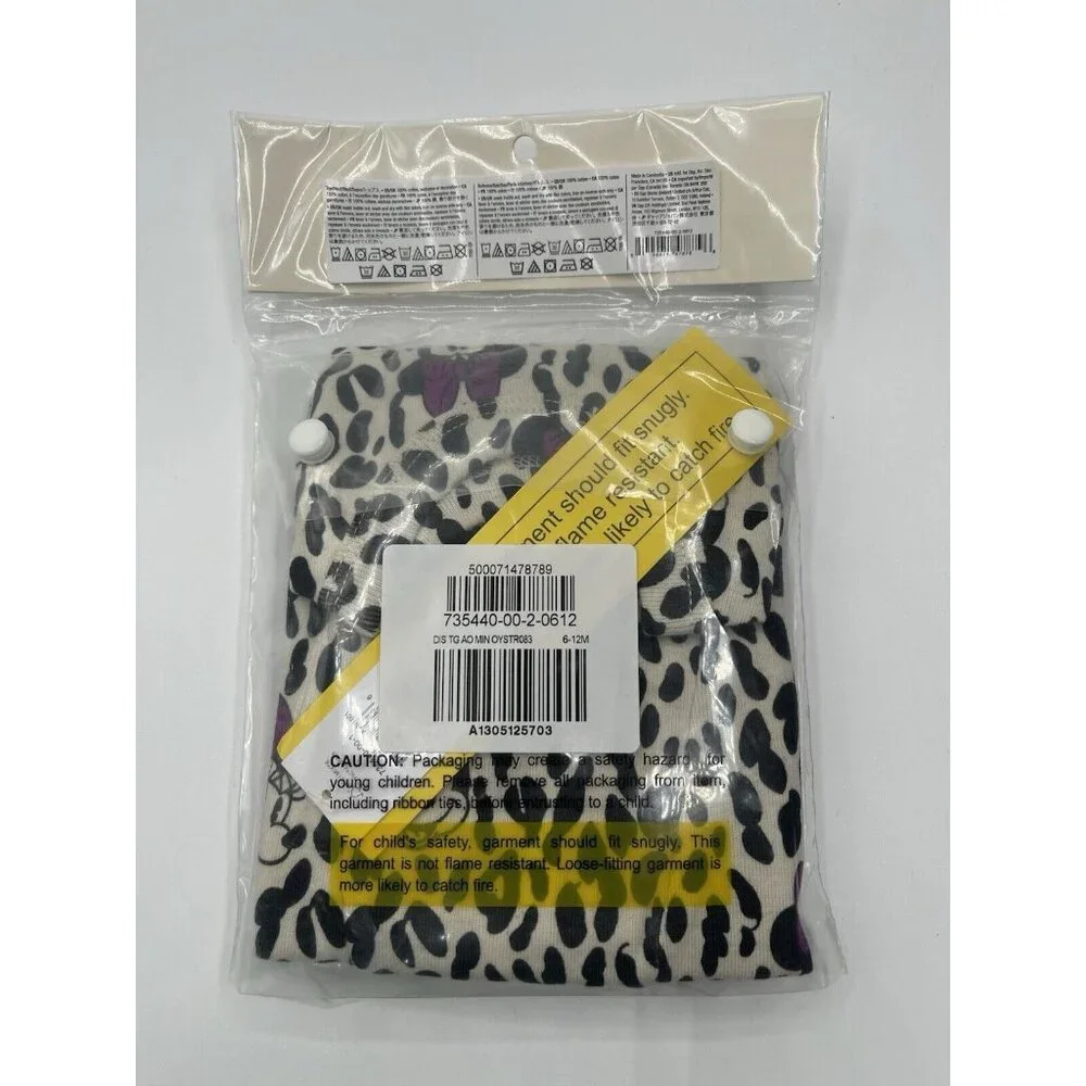 Gap Kids Disney Pajamas Set Baby‎ Size 6-12 Months Minnie Mouse Leopard Cheetah